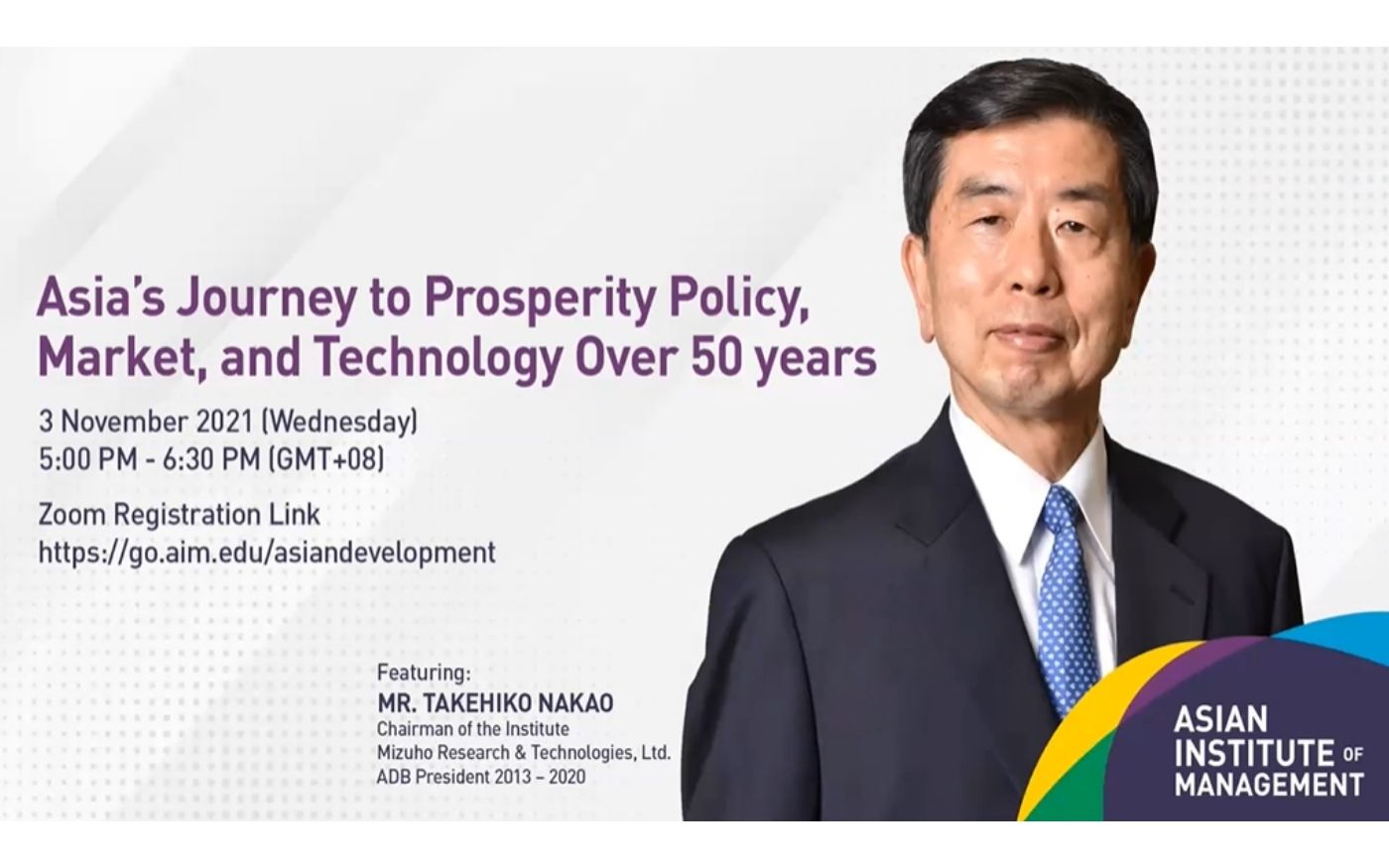 Chairman Takehiko Nakao’s Webinar on Asia’s Journey to Prosperity Policy, Market, and Technology Over 50 Years