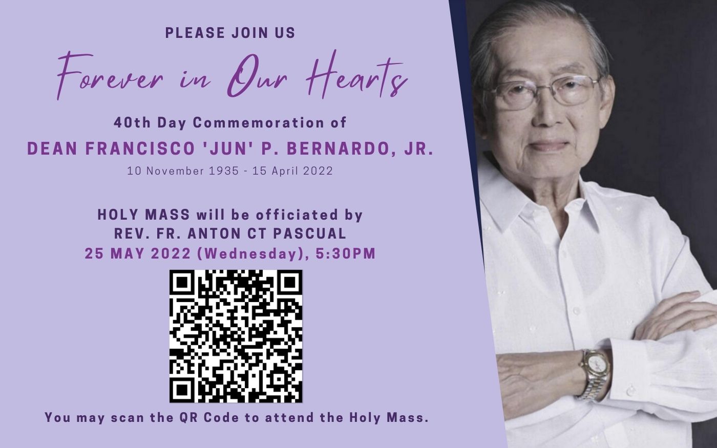 40th day Commemoration of Dean Francisco ‘Jun’ Bernardo, Jr.